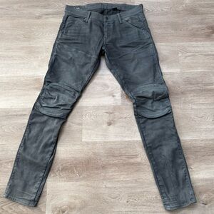 G Star Raw 5620 3D Super Slim Motorcycle Gray Waxed Cotton Stretch Jeans 36x34